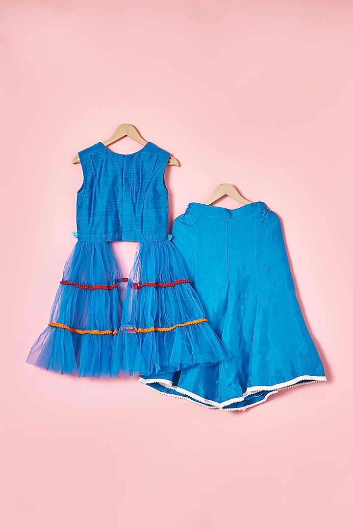 Cobalt Blue Sharara Set For Girls by TURQIDZ at Pernia's Pop Up Shop