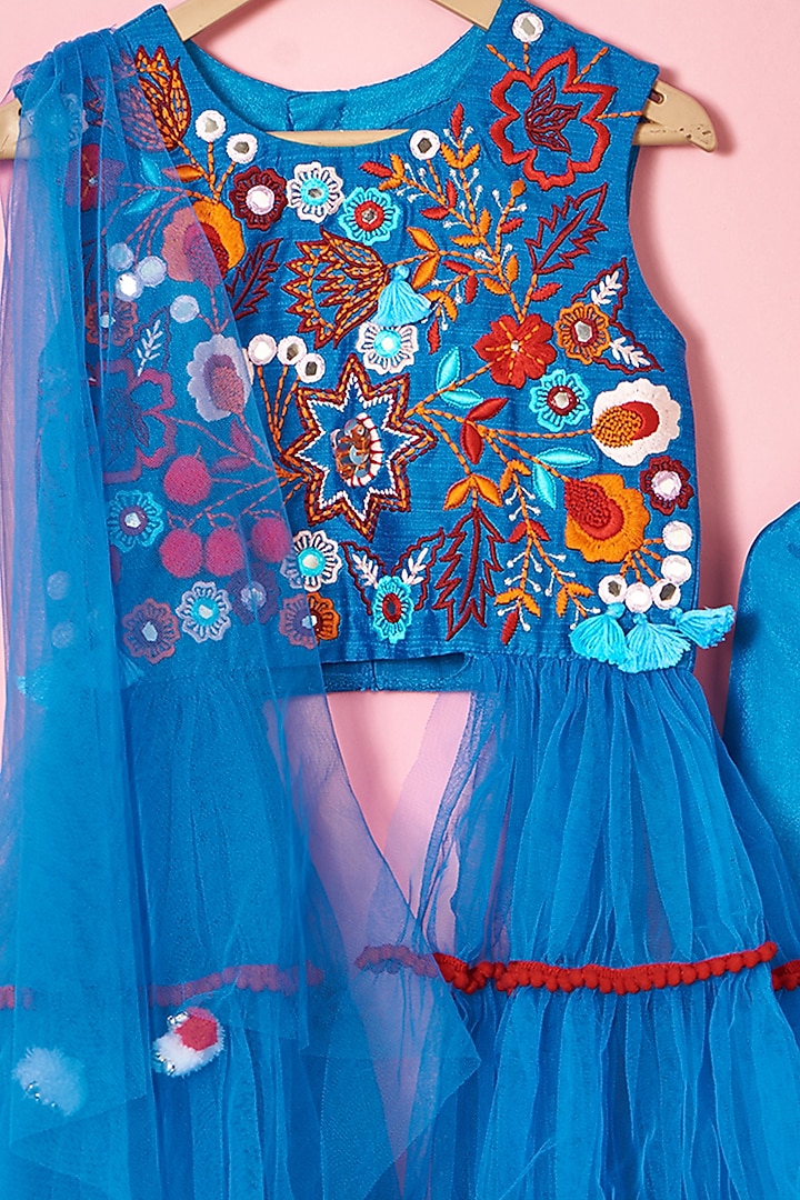 Cobalt Blue Sharara Set For Girls by TURQIDZ at Pernia's Pop Up Shop