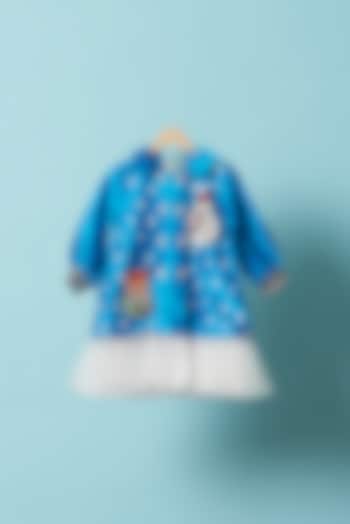 Jazz Blue Dupion Silk Dress For Girls by TURQIDZ