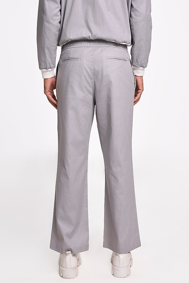 Silver Organic Khadi Cotton Handwoven Wide-Leg Lounge Pant by TERRA LUNA at Pernia's Pop Up Shop