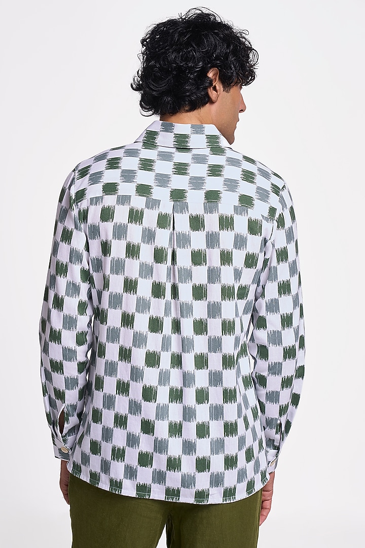 Olive Organic Khadi Cotton Handspun Party Wear Shirt by TERRA LUNA at Pernia's Pop Up Shop