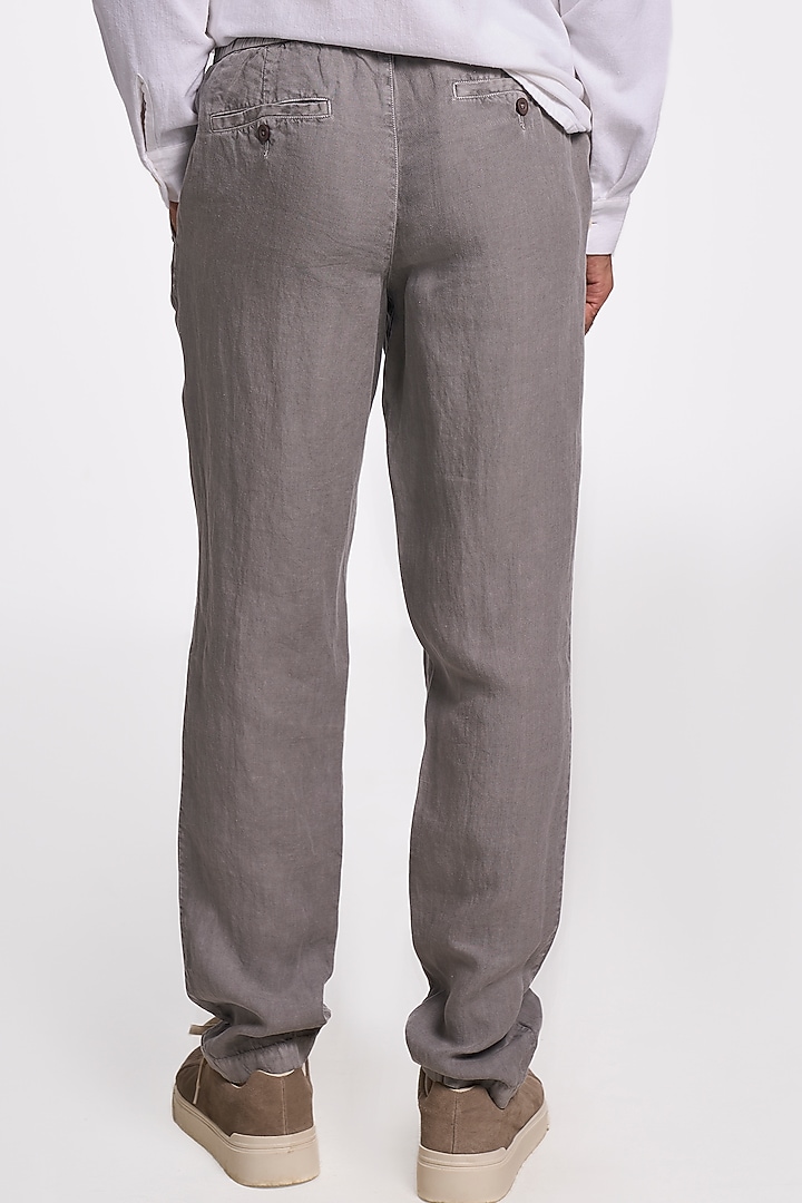 Charcoal Linen Handspun Drawstring Pants by TERRA LUNA at Pernia's Pop Up Shop