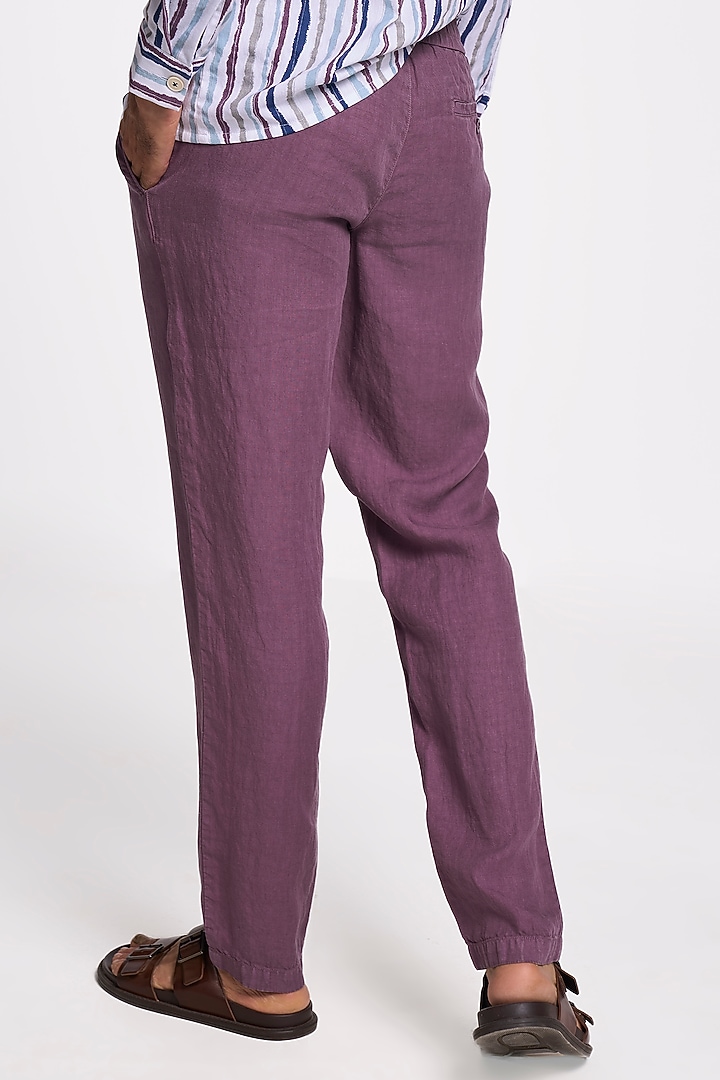 Black Plum Linen Handspun Drawstring Pants by TERRA LUNA at Pernia's Pop Up Shop