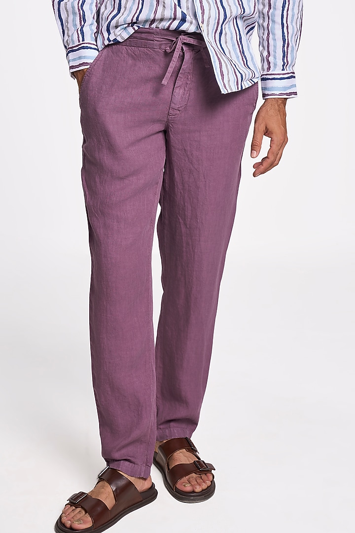 Black Plum Linen Handspun Drawstring Pants by TERRA LUNA at Pernia's Pop Up Shop