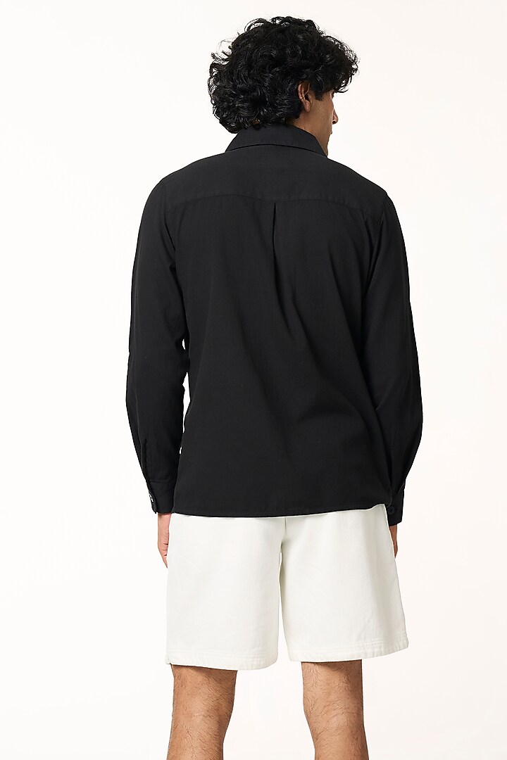 Black Organic Khadi Cotton Summer Shirt by TERRA LUNA at Pernia's Pop Up Shop