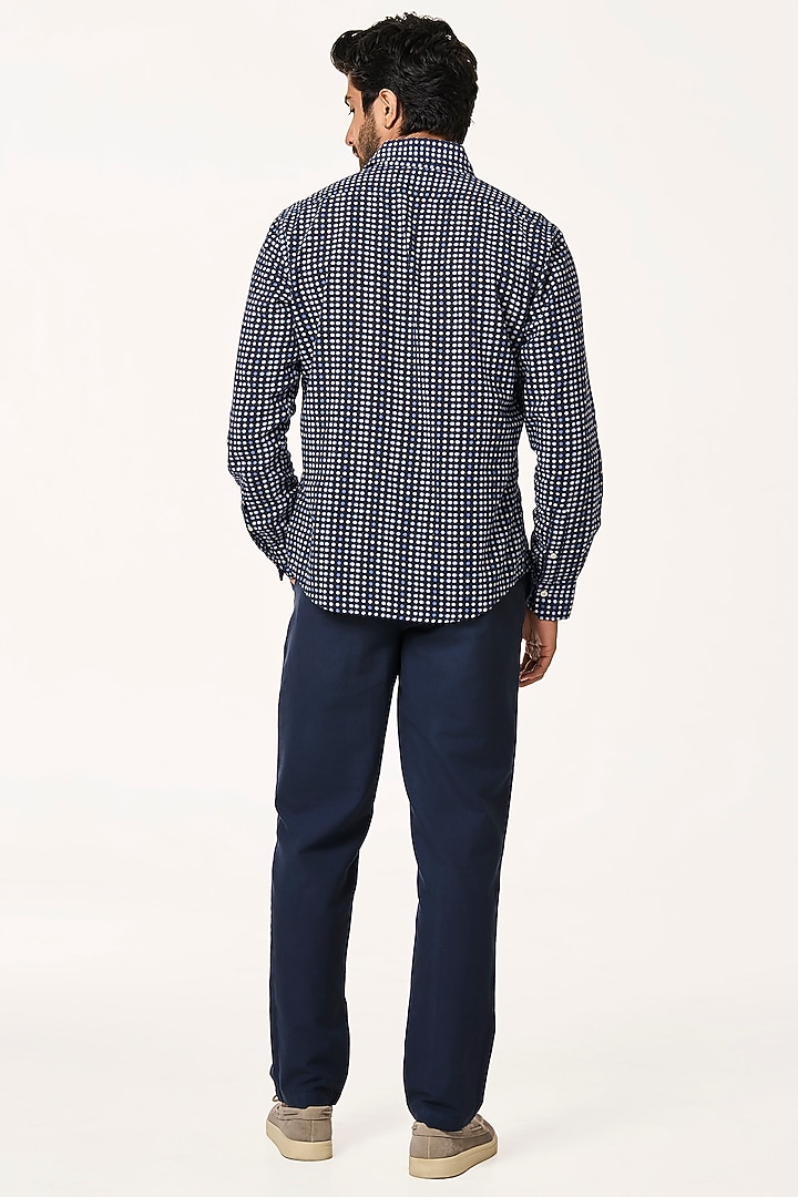 Blue Organic Khadi Cotton Printed Party Wear Shirt by TERRA LUNA at Pernia's Pop Up Shop