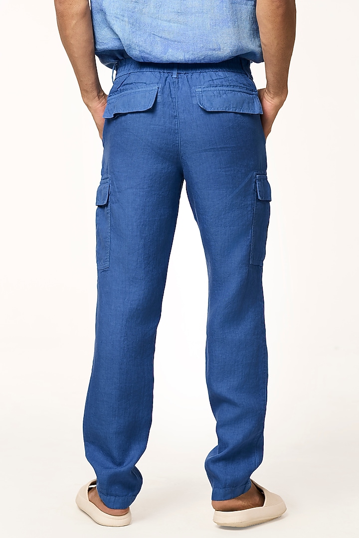Ocean Blue Linen Pants by TERRA LUNA at Pernia's Pop Up Shop
