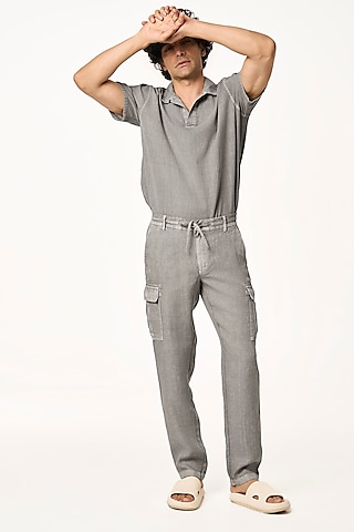 Charcoal Grey Linen Pants by TERRA LUNA
