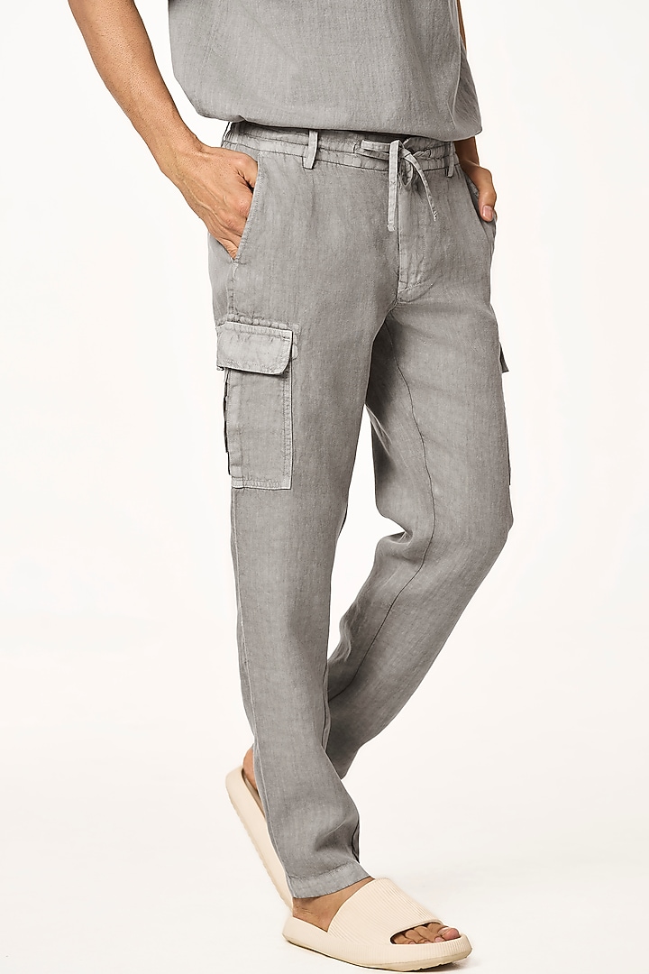 Charcoal Grey Linen Pants by TERRA LUNA at Pernia's Pop Up Shop
