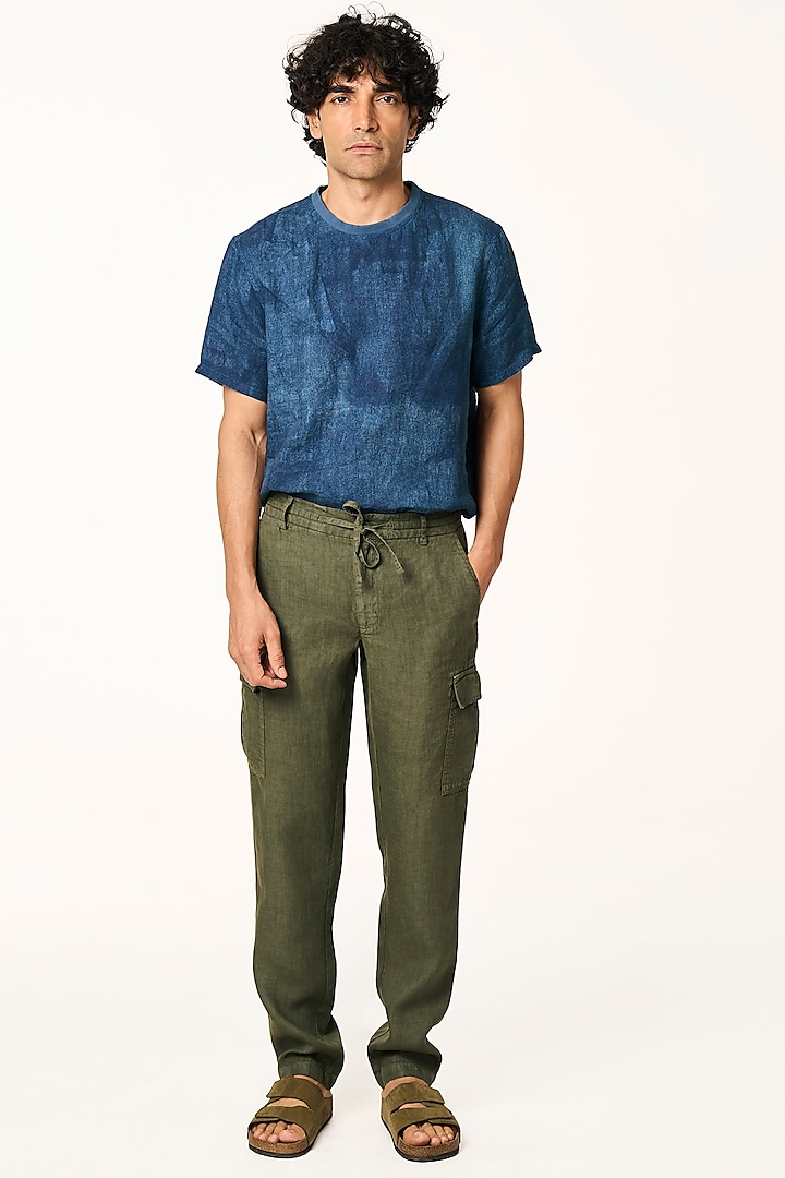 Moss Green Linen Pants by TERRA LUNA