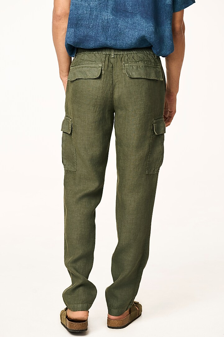 Moss Green Linen Pants by TERRA LUNA at Pernia's Pop Up Shop