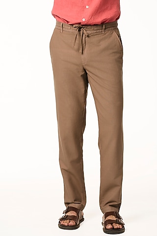Toffee Colored Organic Khadi Cotton Pants by TERRA LUNA