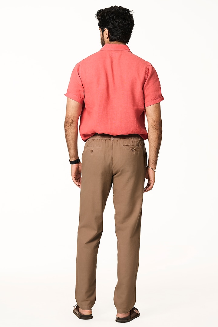 Toffee Colored Organic Khadi Cotton Pants by TERRA LUNA at Pernia's Pop Up Shop