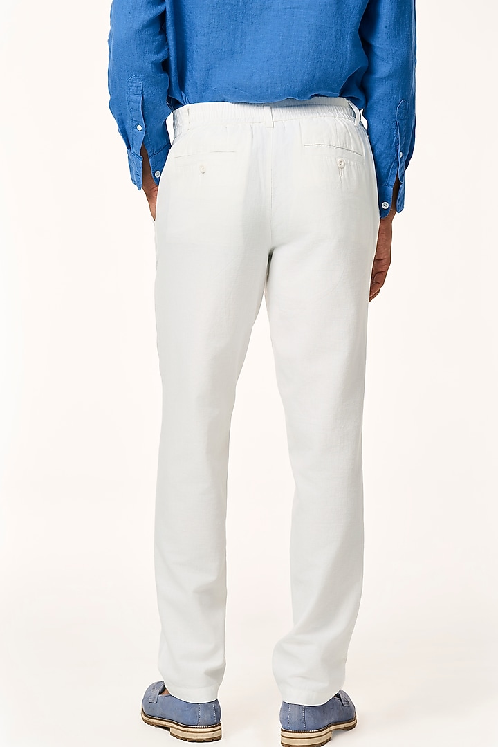 White Organic Khadi Cotton Pants by TERRA LUNA at Pernia's Pop Up Shop