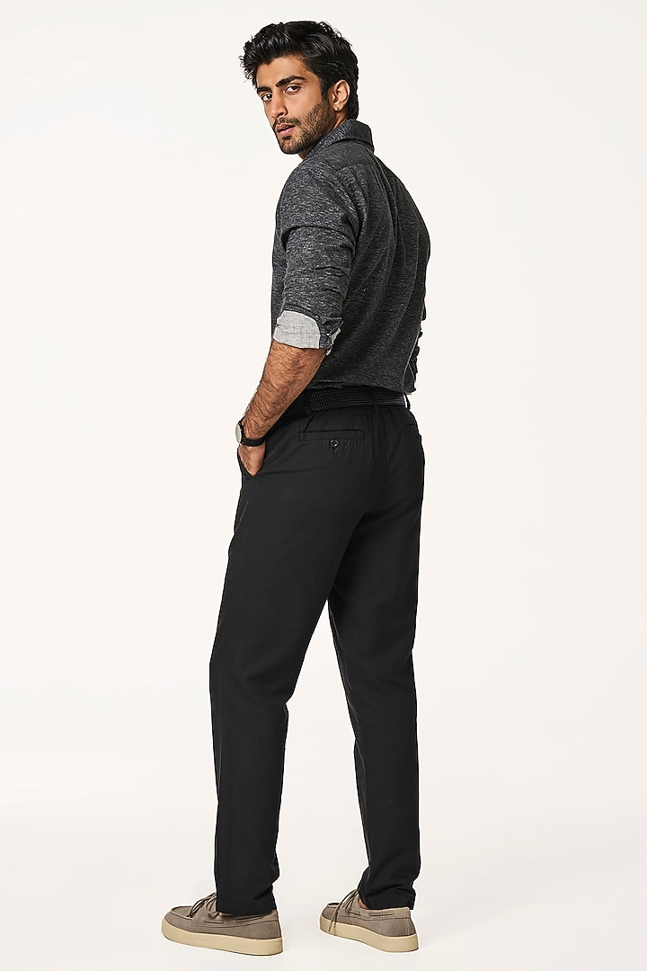 Black Organic Khadi Cotton Pants by TERRA LUNA at Pernia's Pop Up Shop