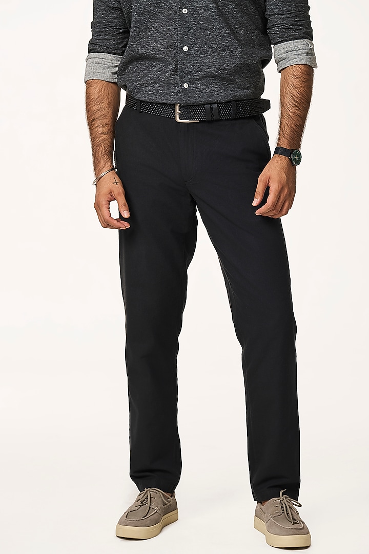 Black Organic Khadi Cotton Pants by TERRA LUNA at Pernia's Pop Up Shop