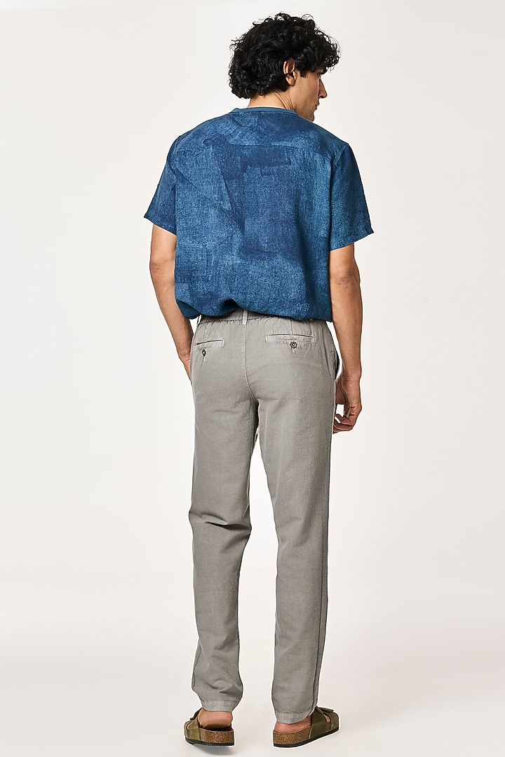 Charcoal Organic Khadi Cotton Pants by TERRA LUNA at Pernia's Pop Up Shop