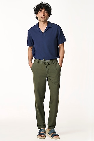 Moss-Colored Organic Khadi Cotton Pants by TERRA LUNA