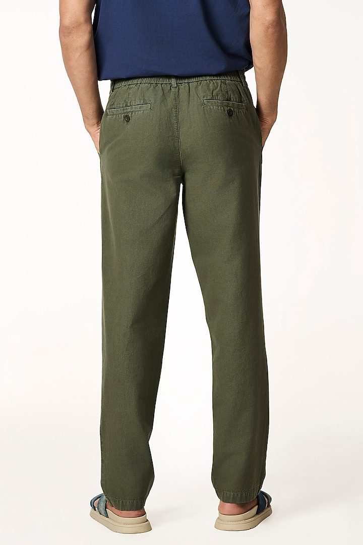 Moss-Colored Organic Khadi Cotton Pants by TERRA LUNA at Pernia's Pop Up Shop