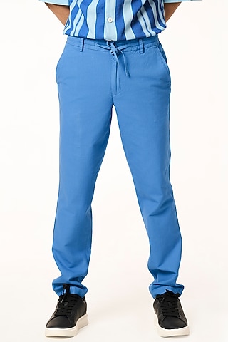 Ocean Blue Organic Khadi Cotton Pants by TERRA LUNA