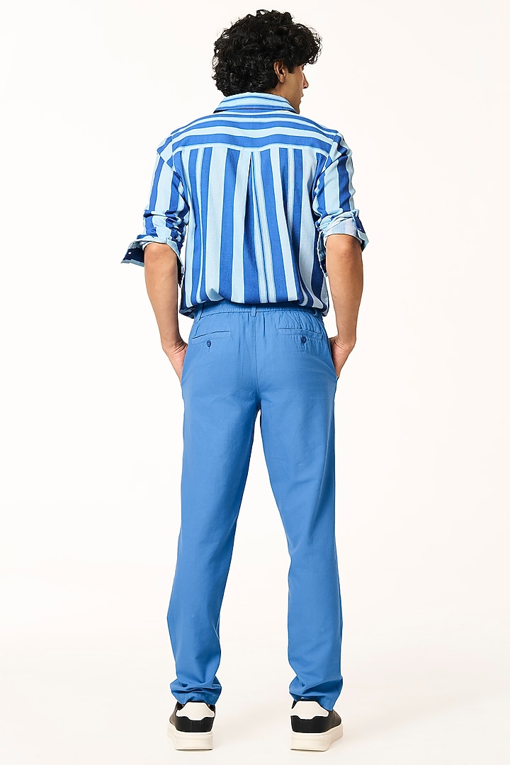 Ocean Blue Organic Khadi Cotton Pants by TERRA LUNA at Pernia's Pop Up Shop