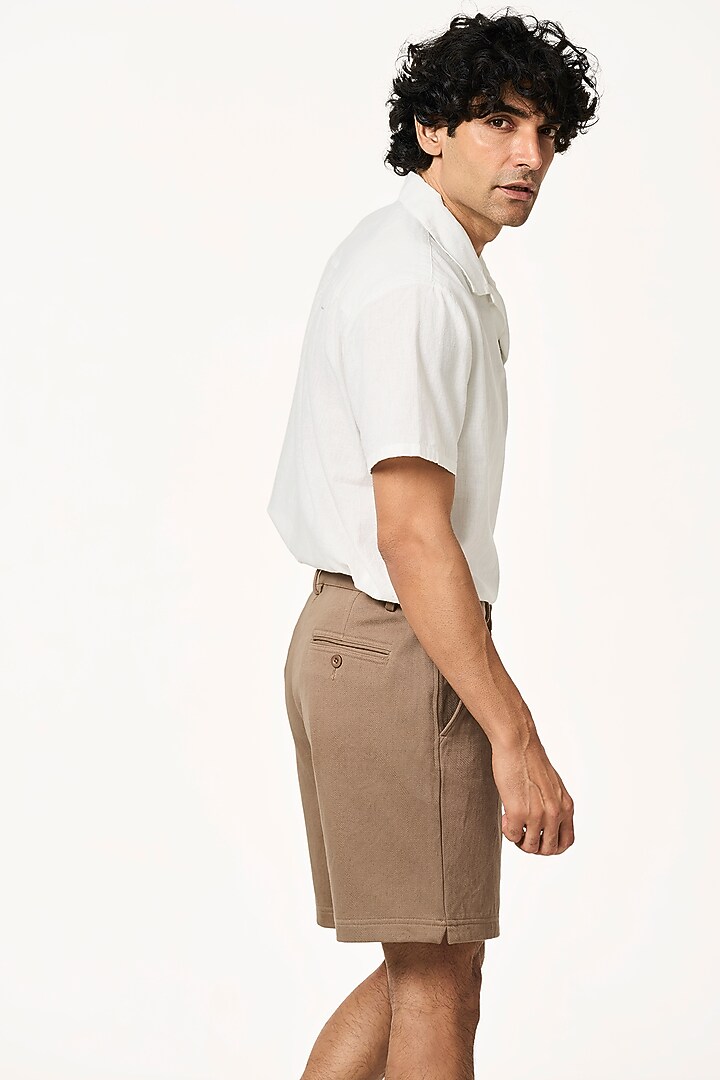 Toffee Colored Organic Khadi Cotton Shorts by TERRA LUNA at Pernia's Pop Up Shop