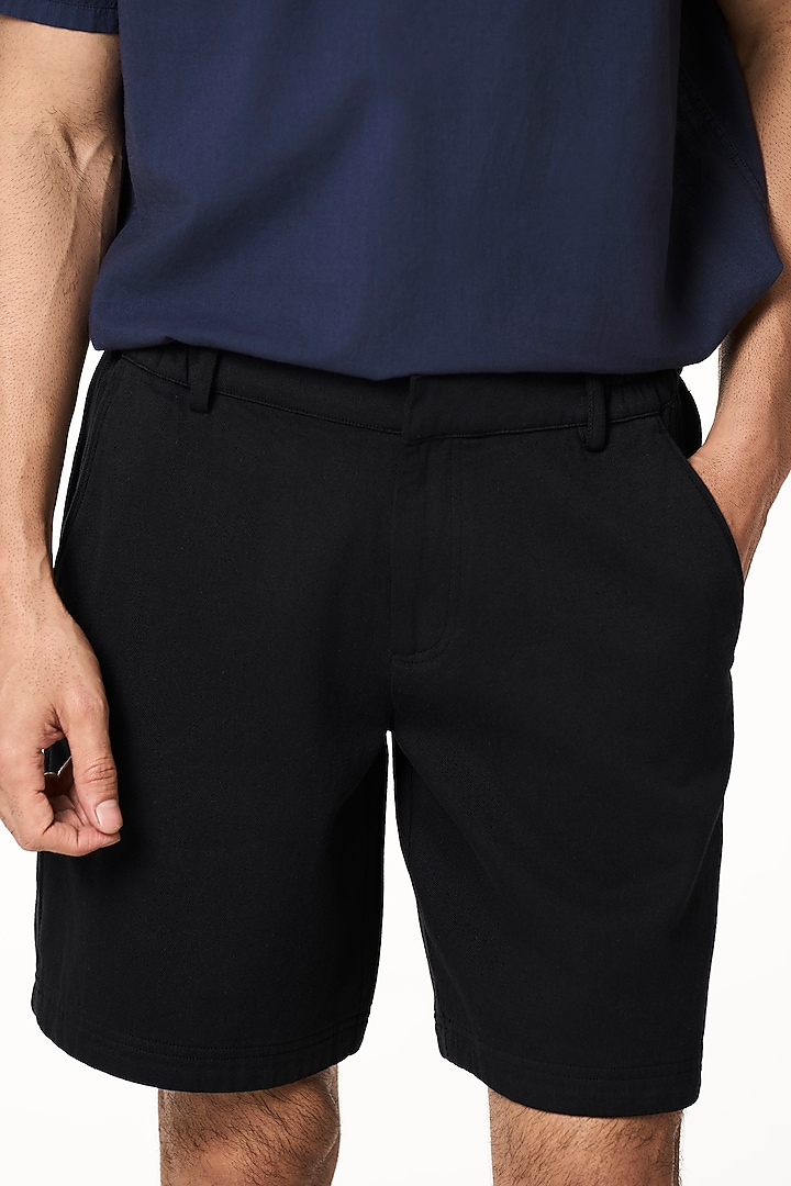 Black Organic Khadi Cotton Shorts by TERRA LUNA at Pernia's Pop Up Shop