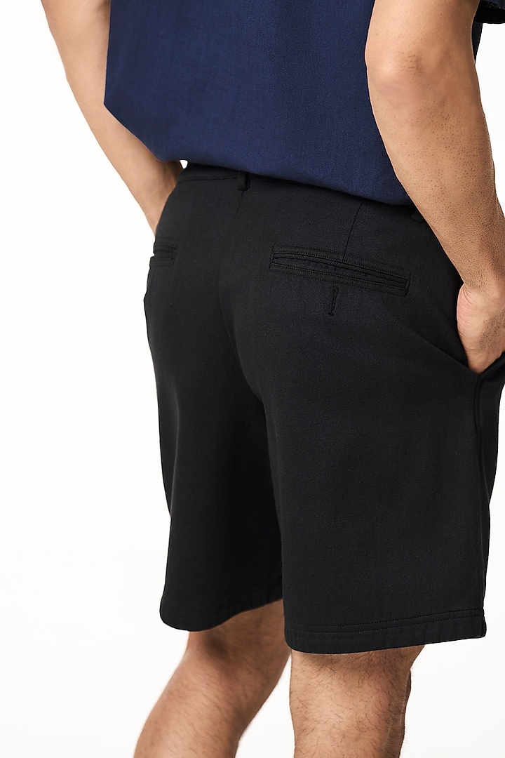Black Organic Khadi Cotton Shorts by TERRA LUNA at Pernia's Pop Up Shop