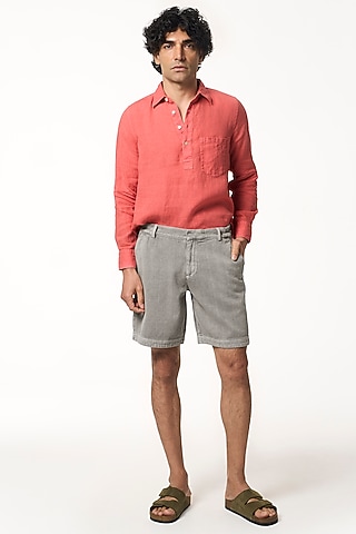 Charcoal Organic Khadi Cotton Shorts by TERRA LUNA