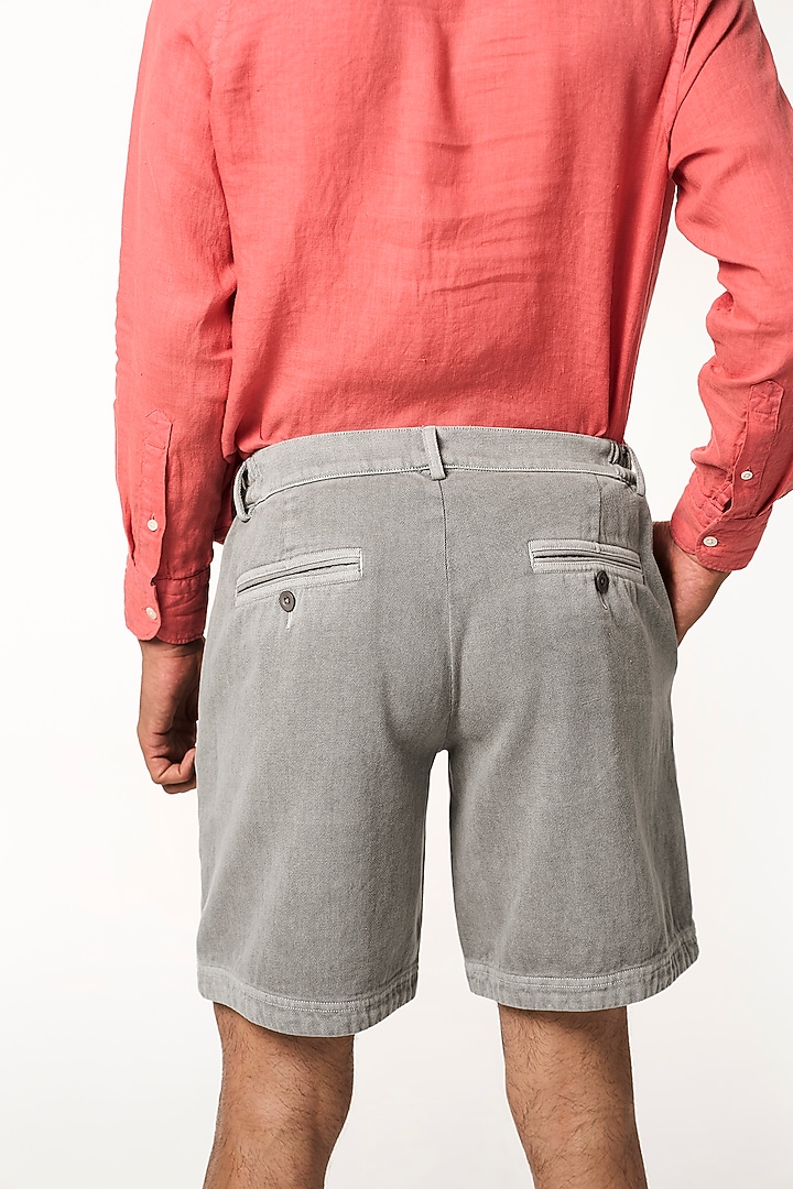 Charcoal Organic Khadi Cotton Shorts by TERRA LUNA at Pernia's Pop Up Shop
