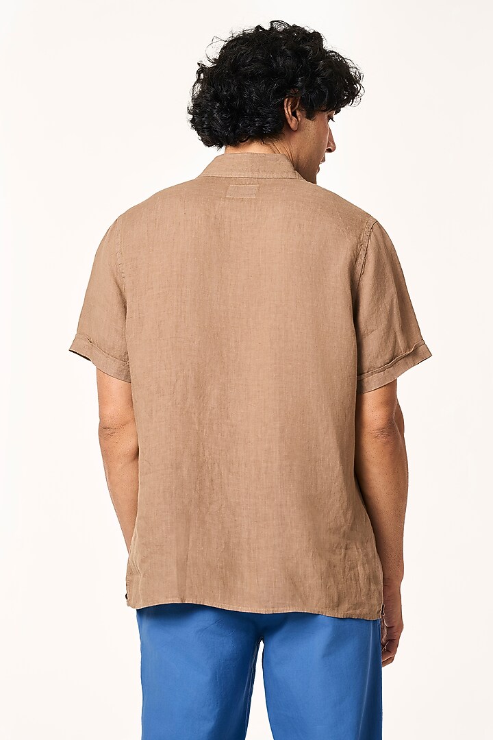 Toffee-Colored Linen Summer Shirt by TERRA LUNA at Pernia's Pop Up Shop