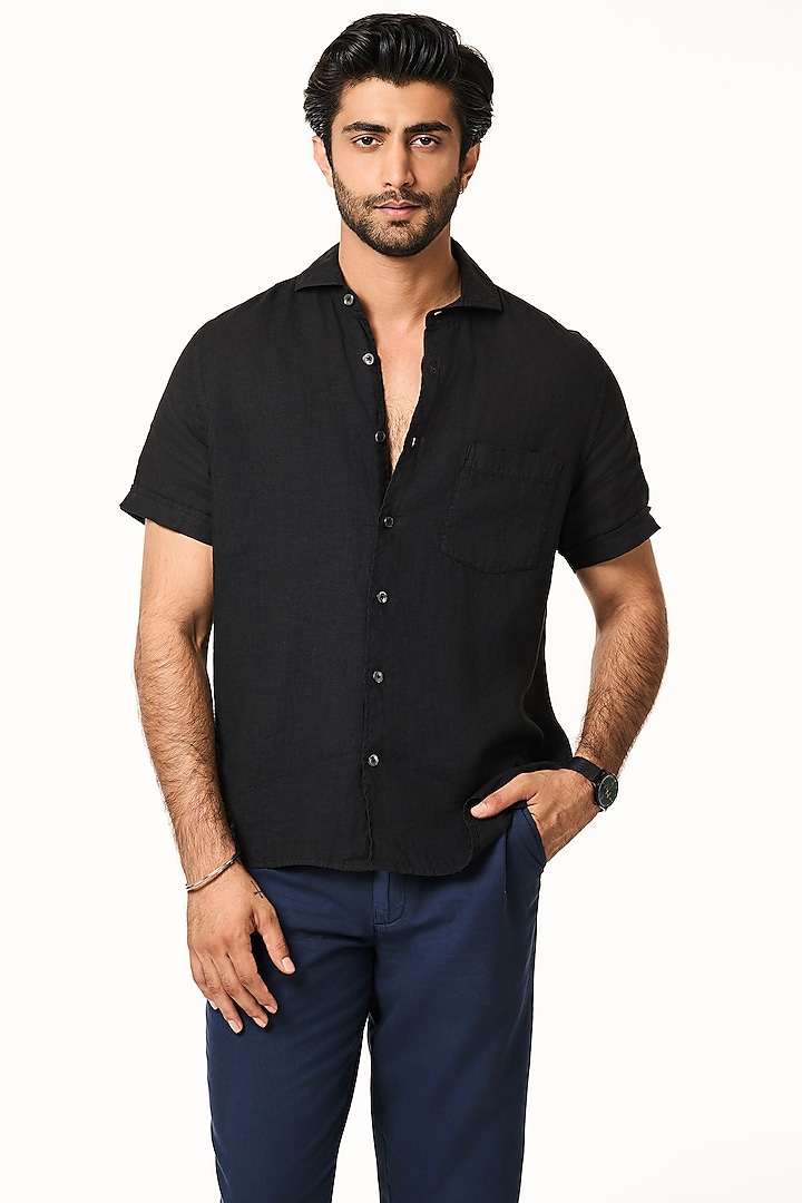 Black Linen Shirt by TERRA LUNA