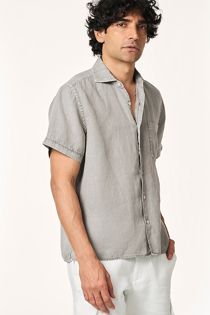 Charcoal Linen Summer Shirt by TERRA LUNA at Pernia's Pop Up Shop