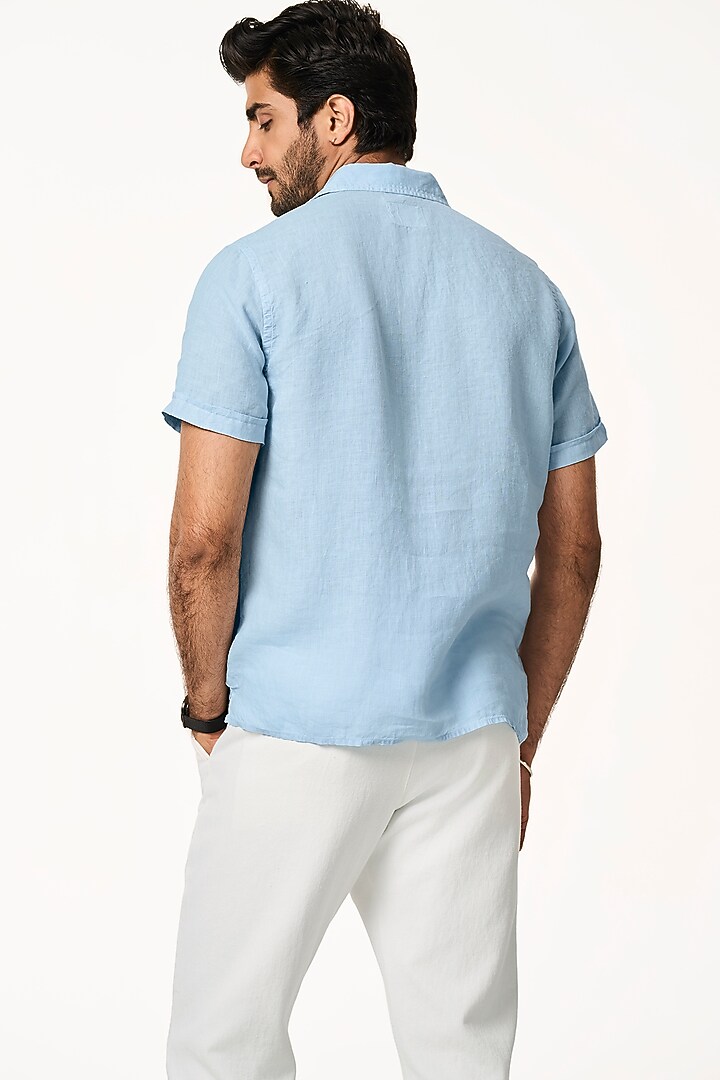 Ice Blue Linen Summer Shirt by TERRA LUNA at Pernia's Pop Up Shop