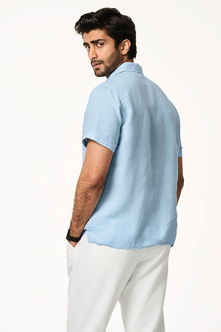 Ice Blue Linen Summer Shirt by TERRA LUNA at Pernia's Pop Up Shop