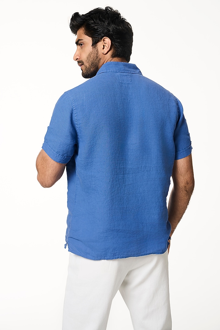 Ocean Blue Linen Summer Shirt by TERRA LUNA at Pernia's Pop Up Shop