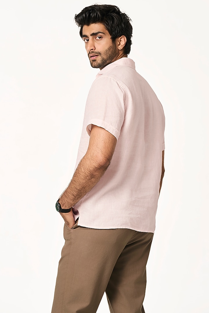 Sunrise Pink Linen Summer Shirt by TERRA LUNA at Pernia's Pop Up Shop