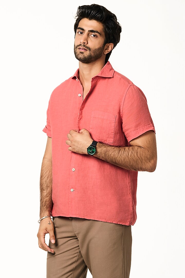 Sunset Citrus Linen Summer Shirt by TERRA LUNA at Pernia's Pop Up Shop