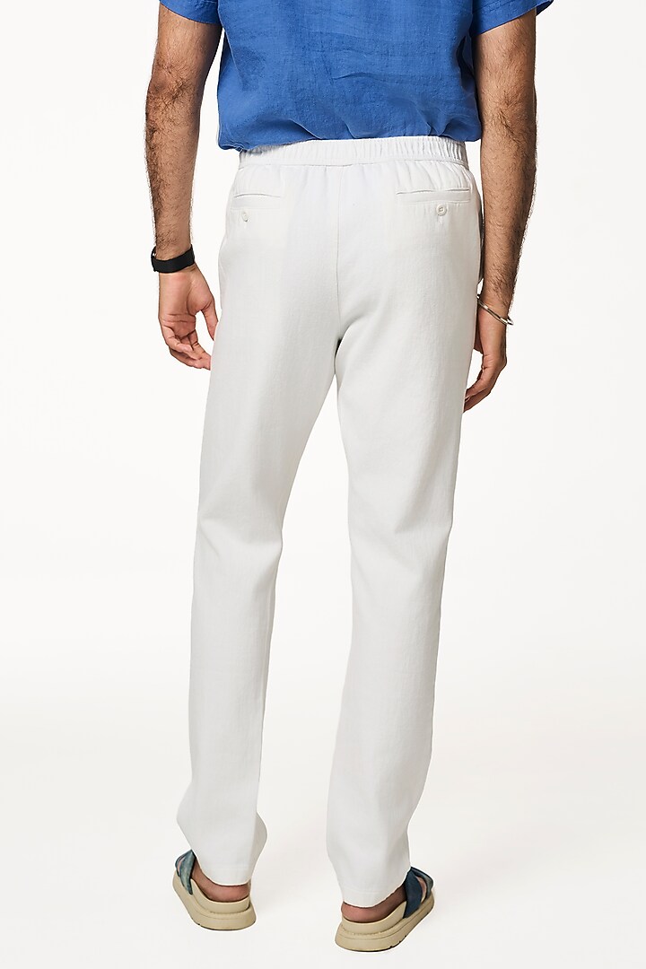 White Organic Khadi Cotton Pants by TERRA LUNA at Pernia's Pop Up Shop