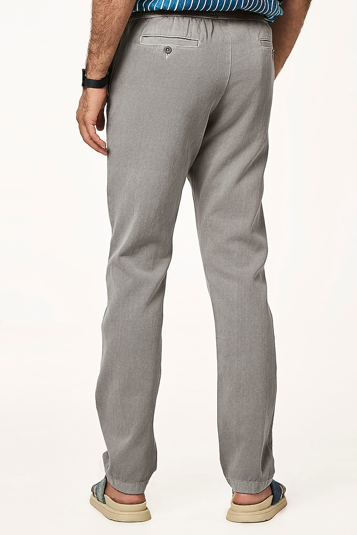 Charcoal Organic Khadi Cotton Pants by TERRA LUNA at Pernia's Pop Up Shop