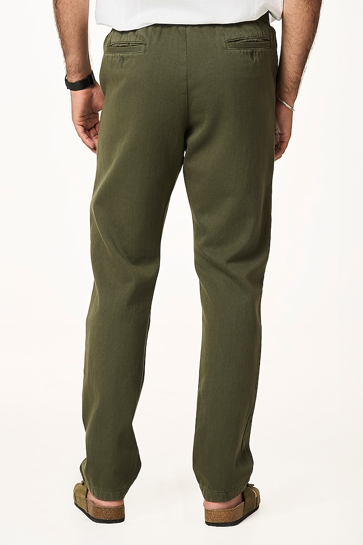 Moss-Color Organic Khadi Cotton Pants by TERRA LUNA at Pernia's Pop Up Shop