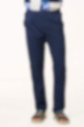 Navy Organic Khadi Cotton Pants by TERRA LUNA at Pernia's Pop Up Shop