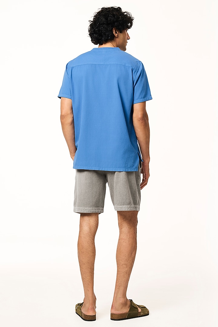 Ocean Blue Organic Khadi Cotton T-Shirt by TERRA LUNA at Pernia's Pop Up Shop