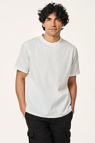 White Organic Khadi Cotton T-Shirt by TERRA LUNA