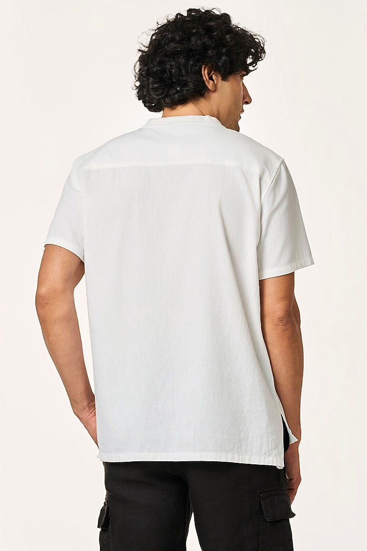 White Organic Khadi Cotton T-Shirt by TERRA LUNA at Pernia's Pop Up Shop
