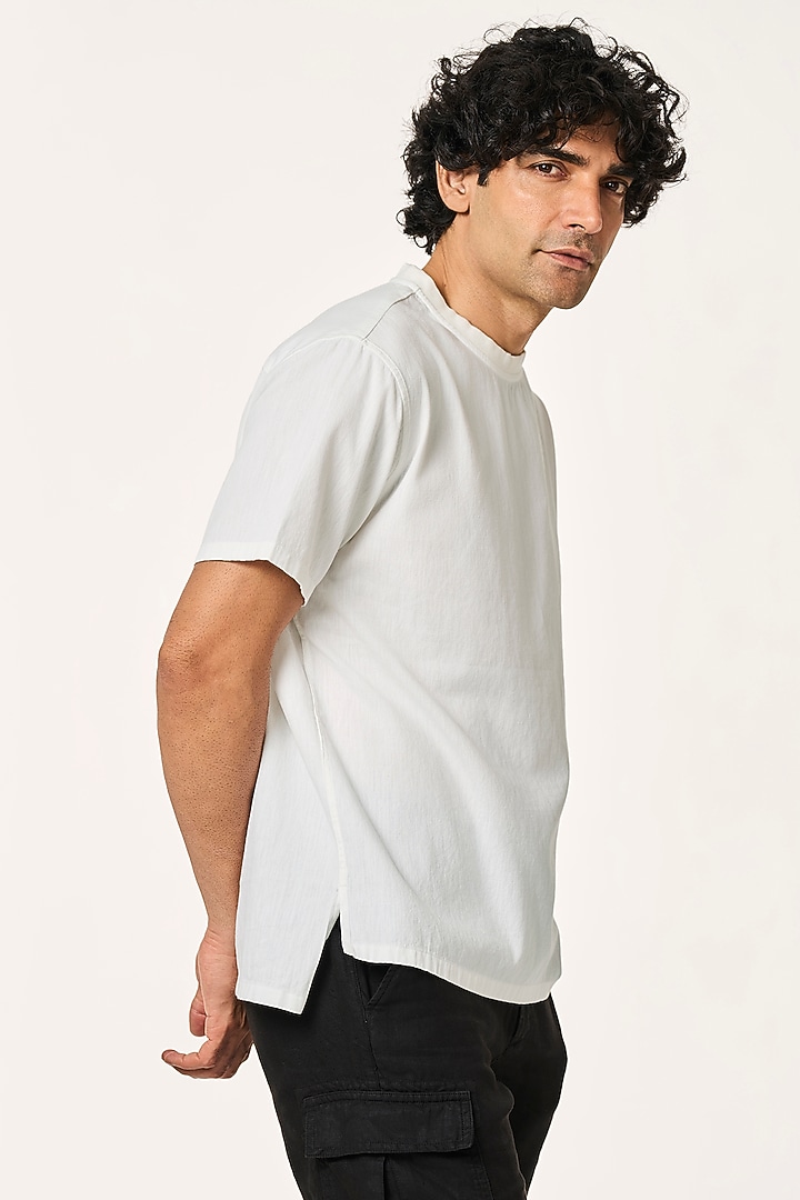 White Organic Khadi Cotton T-Shirt by TERRA LUNA at Pernia's Pop Up Shop