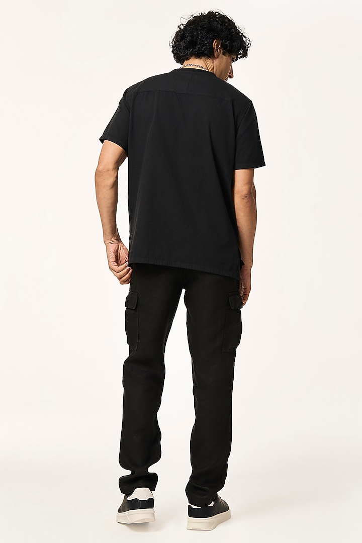Black Organic Khadi Cotton T-Shirt by TERRA LUNA at Pernia's Pop Up Shop