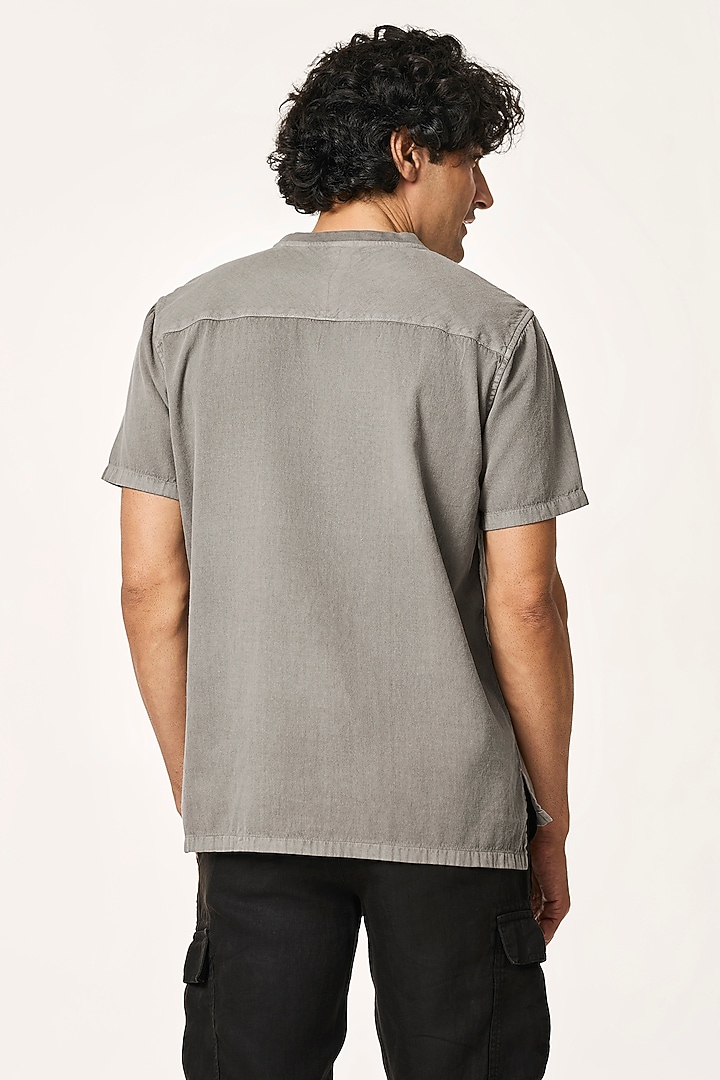 Charcoal Organic Khadi Cotton T-Shirt by TERRA LUNA at Pernia's Pop Up Shop