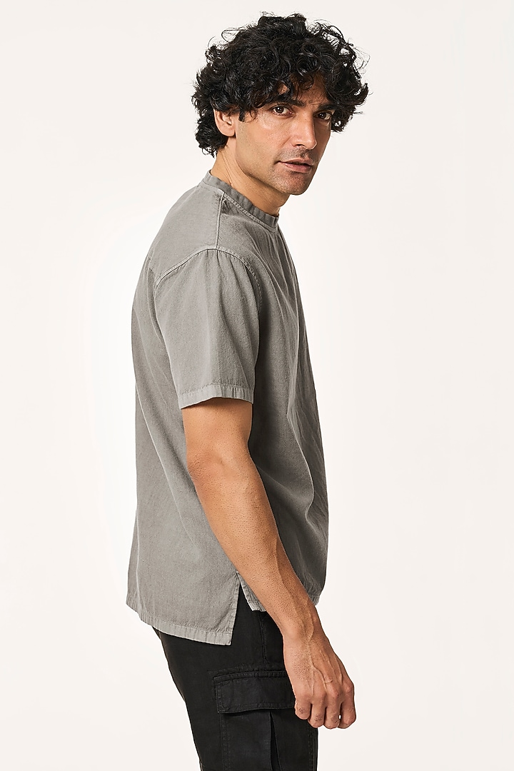 Charcoal Organic Khadi Cotton T-Shirt by TERRA LUNA at Pernia's Pop Up Shop