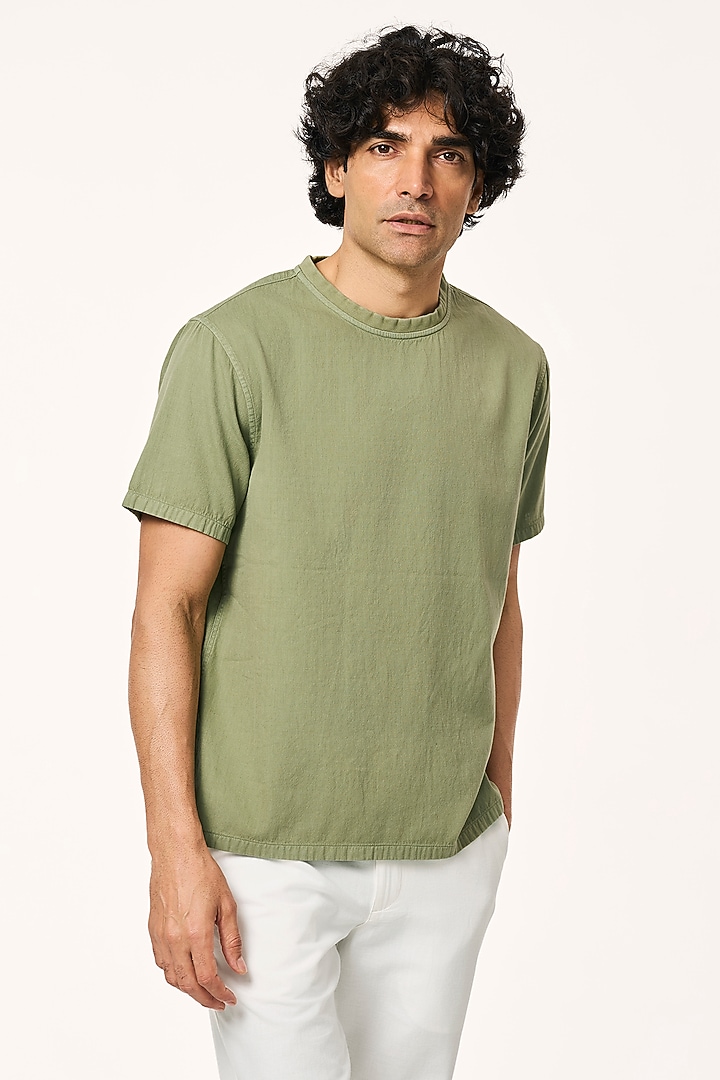Matcha Organic Khadi Cotton T-Shirt by TERRA LUNA at Pernia's Pop Up Shop